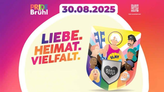 Motto des Brühler Pride 2025: Liebe. Heimat. Vielfalt.